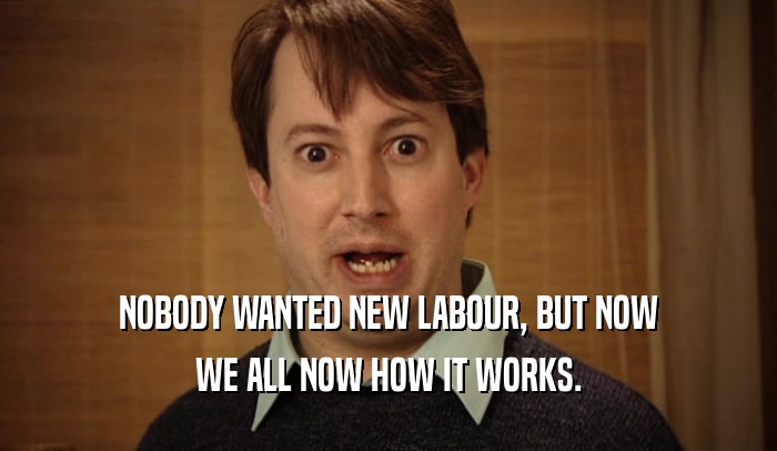 NOBODY WANTED NEW LABOUR, BUT NOW WE ALL NOW HOW IT WORKS. 