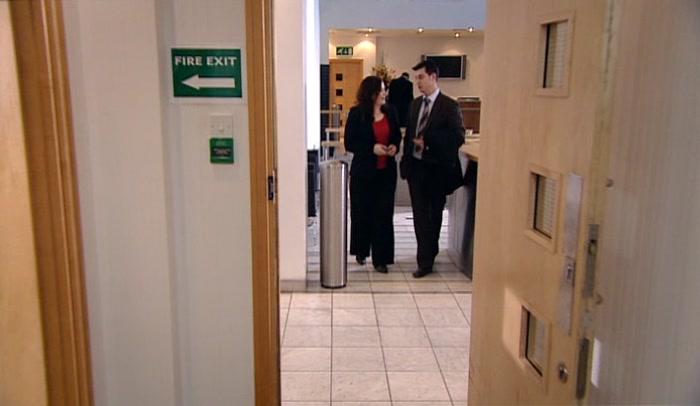 'SHIT! ELAINE AND MICHAEL. THEY'LL PROBABLY WANNA TALK QUARTERLY SALES. 