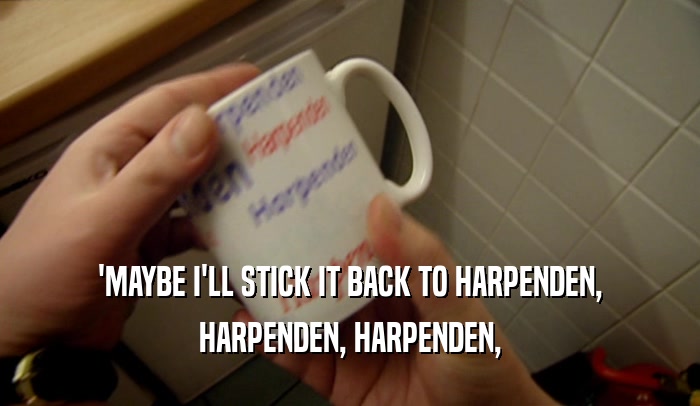 'MAYBE I'LL STICK IT BACK TO HARPENDEN, HARPENDEN, HARPENDEN, 