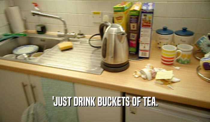 'JUST DRINK BUCKETS OF TEA.  