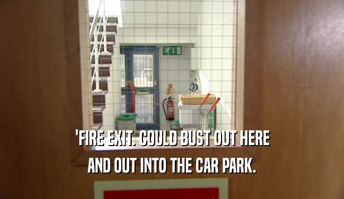 'FIRE EXIT. COULD BUST OUT HERE AND OUT INTO THE CAR PARK. 