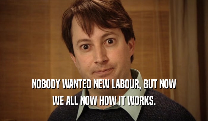 NOBODY WANTED NEW LABOUR, BUT NOW WE ALL NOW HOW IT WORKS. 