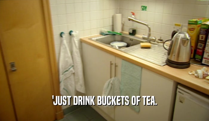 'JUST DRINK BUCKETS OF TEA.  