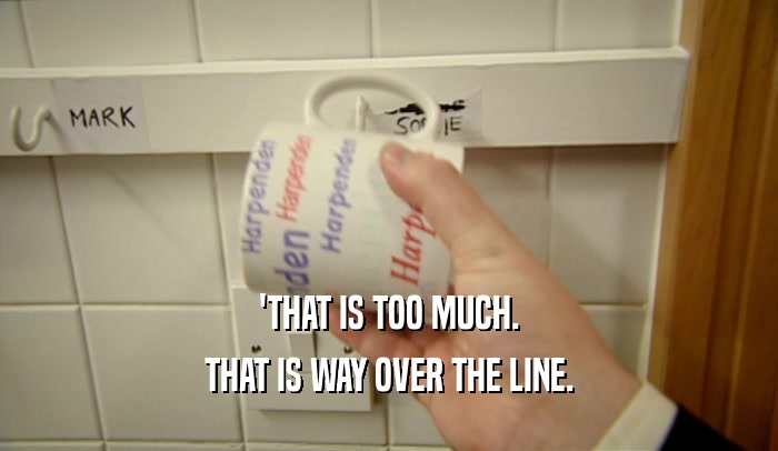 'THAT IS TOO MUCH. THAT IS WAY OVER THE LINE. 
