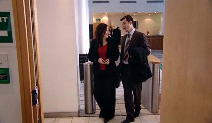 'SHIT! ELAINE AND MICHAEL. THEY'LL PROBABLY WANNA TALK QUARTERLY SALES. 