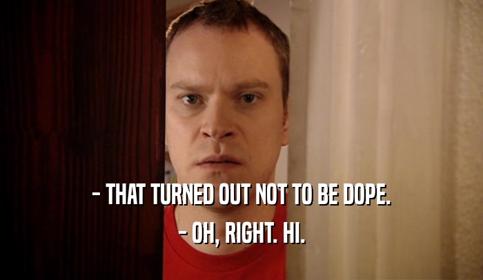 - THAT TURNED OUT NOT TO BE DOPE. - OH, RIGHT. HI. 