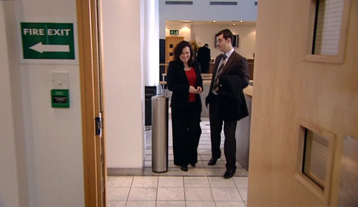 'SHIT! ELAINE AND MICHAEL. THEY'LL PROBABLY WANNA TALK QUARTERLY SALES. 