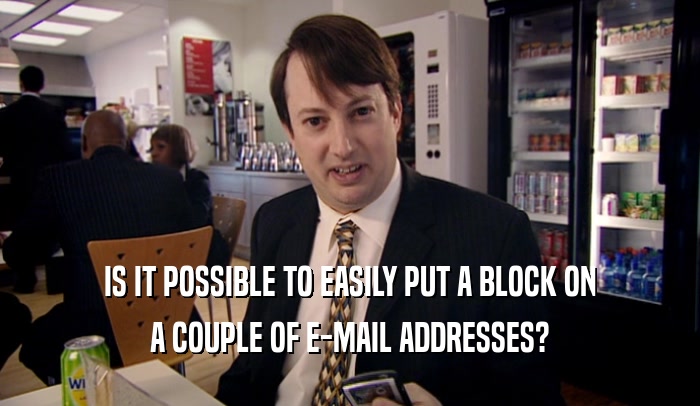 IS IT POSSIBLE TO EASILY PUT A BLOCK ON
 A COUPLE OF E-MAIL ADDRESSES?
 