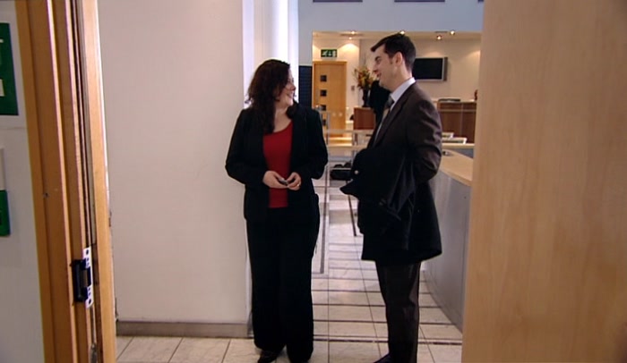 'SHIT! ELAINE AND MICHAEL. THEY'LL PROBABLY WANNA TALK QUARTERLY SALES. 