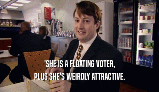 'SHE IS A FLOATING VOTER, PLUS SHE'S WEIRDLY ATTRACTIVE. 