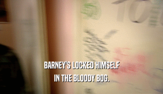 BARNEY'S LOCKED HIMSELF IN THE BLOODY BOG. 