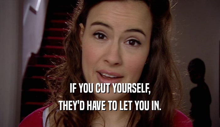 IF YOU CUT YOURSELF, THEY'D HAVE TO LET YOU IN. 