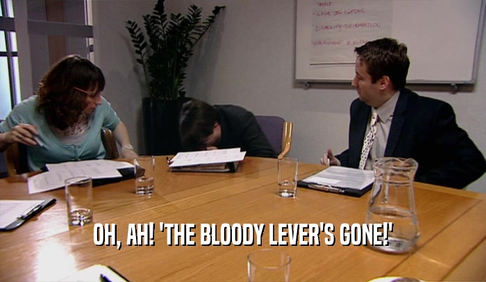 OH, AH! 'THE BLOODY LEVER'S GONE!'  