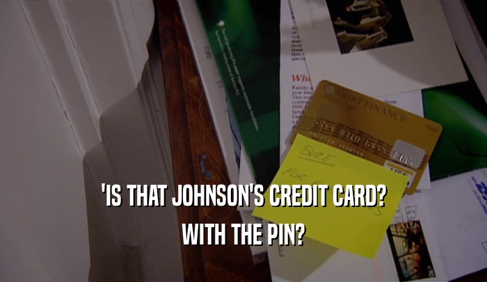 'IS THAT JOHNSON'S CREDIT CARD? WITH THE PIN? 