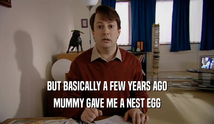 BUT BASICALLY A FEW YEARS AGO MUMMY GAVE ME A NEST EGG 