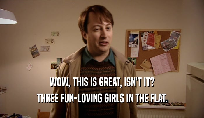 WOW, THIS IS GREAT, ISN'T IT? THREE FUN-LOVING GIRLS IN THE FLAT. 