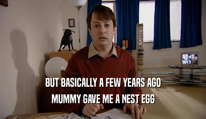 BUT BASICALLY A FEW YEARS AGO MUMMY GAVE ME A NEST EGG 