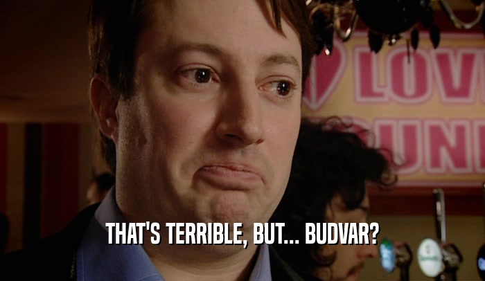 THAT'S TERRIBLE, BUT... BUDVAR?  
