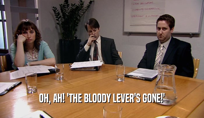 OH, AH! 'THE BLOODY LEVER'S GONE!'  