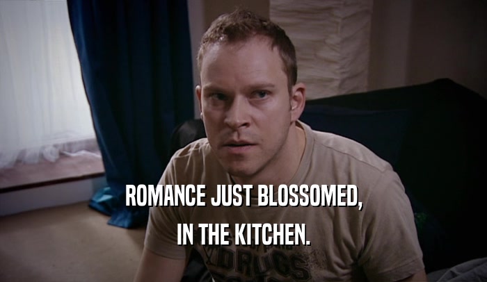 ROMANCE JUST BLOSSOMED, IN THE KITCHEN. 