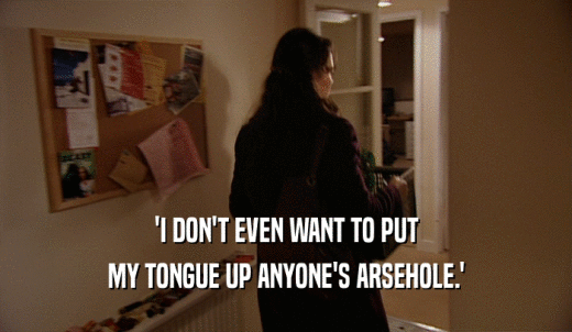 'I DON'T EVEN WANT TO PUT MY TONGUE UP ANYONE'S ARSEHOLE.' 