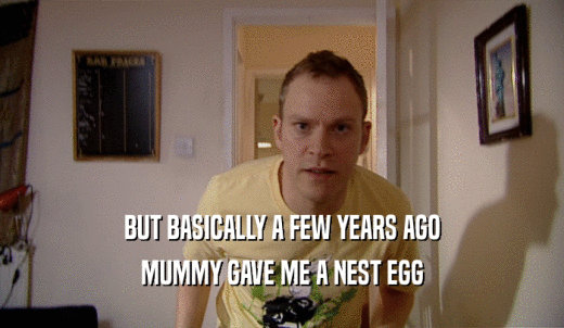 BUT BASICALLY A FEW YEARS AGO MUMMY GAVE ME A NEST EGG 