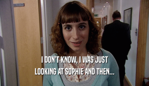 I DON'T KNOW, I WAS JUST LOOKING AT SOPHIE AND THEN... 