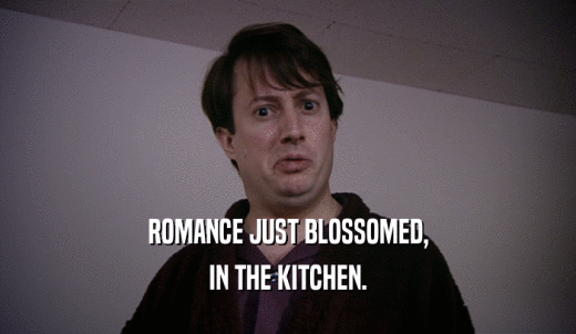 ROMANCE JUST BLOSSOMED, IN THE KITCHEN. 