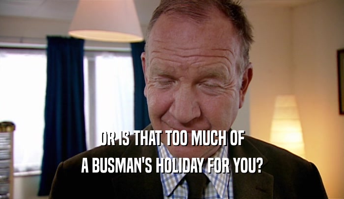 OR IS THAT TOO MUCH OF A BUSMAN'S HOLIDAY FOR YOU? 