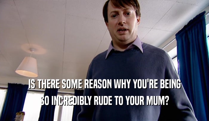 IS THERE SOME REASON WHY YOU'RE BEING SO INCREDIBLY RUDE TO YOUR MUM? 
