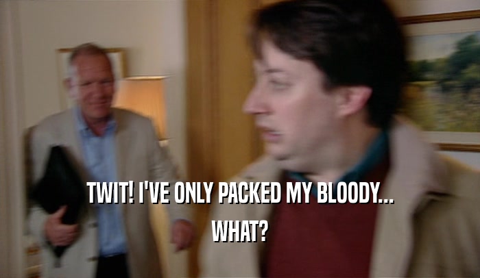 TWIT! I'VE ONLY PACKED MY BLOODY... WHAT? 
