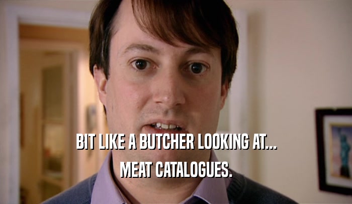 BIT LIKE A BUTCHER LOOKING AT... MEAT CATALOGUES. 