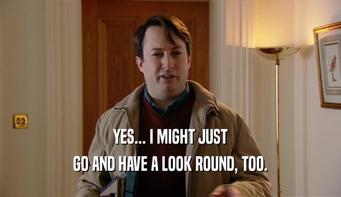 YES... I MIGHT JUST GO AND HAVE A LOOK ROUND, TOO. 