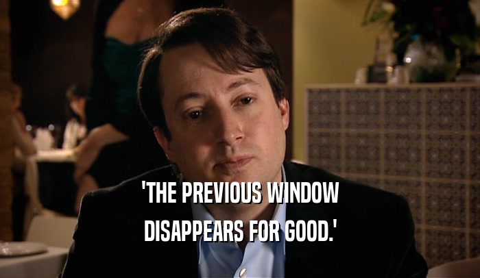 'THE PREVIOUS WINDOW DISAPPEARS FOR GOOD.' 