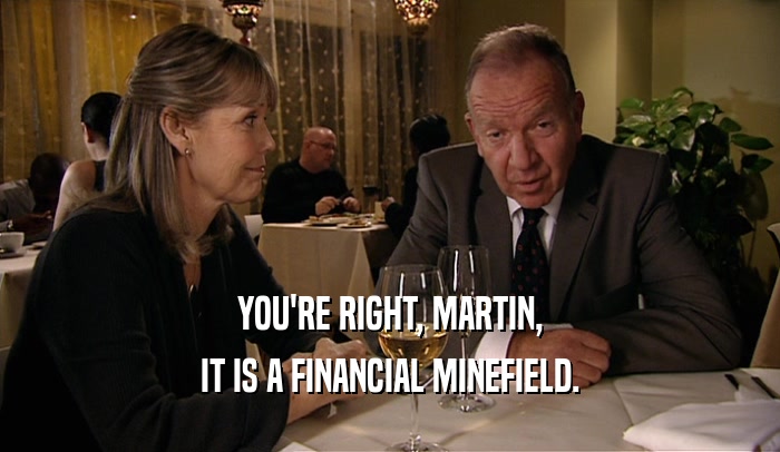 YOU'RE RIGHT, MARTIN, IT IS A FINANCIAL MINEFIELD. 