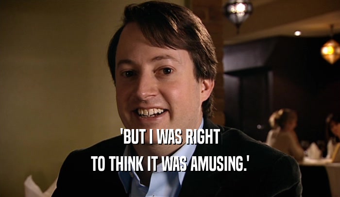 'BUT I WAS RIGHT TO THINK IT WAS AMUSING.' 