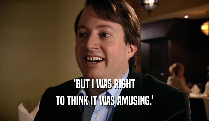 'BUT I WAS RIGHT TO THINK IT WAS AMUSING.' 