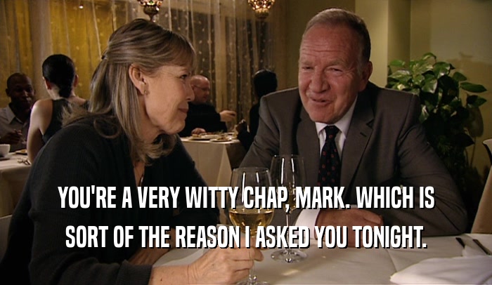 YOU'RE A VERY WITTY CHAP, MARK. WHICH IS SORT OF THE REASON I ASKED YOU TONIGHT. 