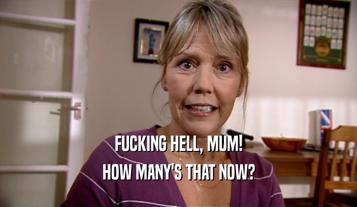 FUCKING HELL, MUM! HOW MANY'S THAT NOW? 