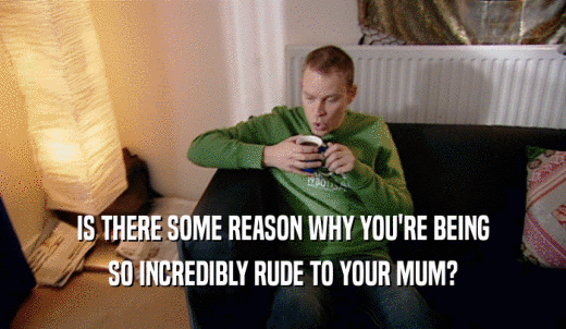 IS THERE SOME REASON WHY YOU'RE BEING SO INCREDIBLY RUDE TO YOUR MUM? 