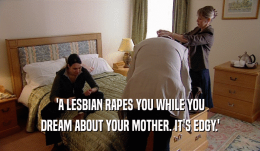 'A LESBIAN RAPES YOU WHILE YOU DREAM ABOUT YOUR MOTHER. IT'S EDGY.' 
