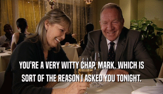 YOU'RE A VERY WITTY CHAP, MARK. WHICH IS SORT OF THE REASON I ASKED YOU TONIGHT. 
