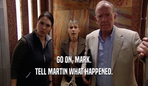 GO ON, MARK. TELL MARTIN WHAT HAPPENED. 