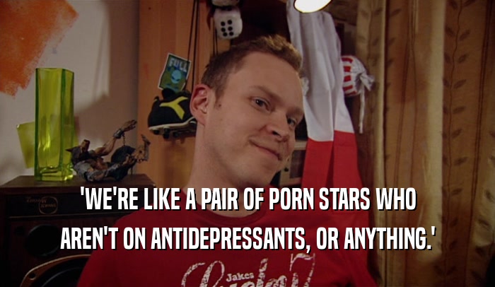 'WE'RE LIKE A PAIR OF PORN STARS WHO AREN'T ON ANTIDEPRESSANTS, OR ANYTHING.' 