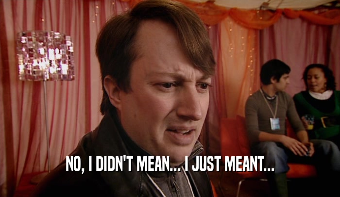 NO, I DIDN'T MEAN... I JUST MEANT...  