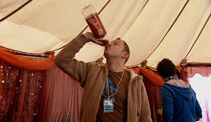 'TWO LITRES OF SUPERMARKET COLA. I'D LIKE TO SEE STING DO THIS.' 