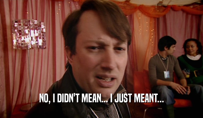 NO, I DIDN'T MEAN... I JUST MEANT...  