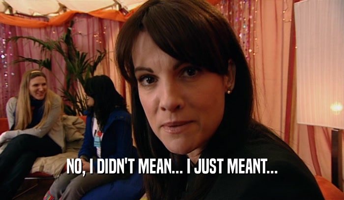 NO, I DIDN'T MEAN... I JUST MEANT...  