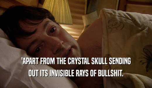 'APART FROM THE CRYSTAL SKULL SENDING OUT ITS INVISIBLE RAYS OF BULLSHIT. 