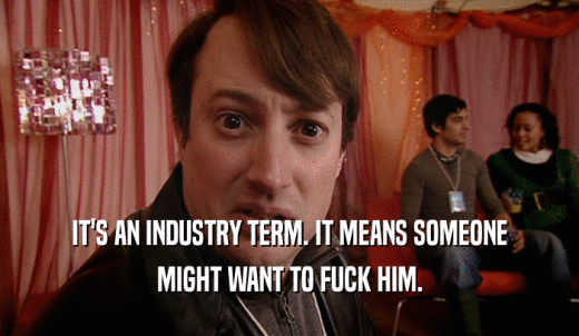 IT'S AN INDUSTRY TERM. IT MEANS SOMEONE MIGHT WANT TO FUCK HIM. 